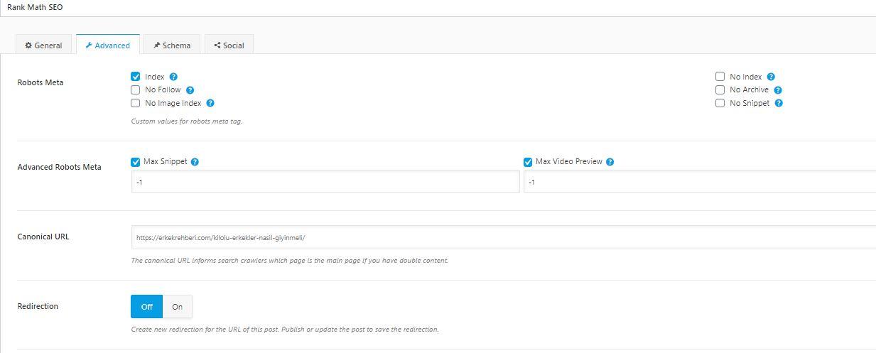 rank math seo plugin ayarları